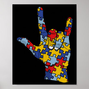 Poster ASL Love Sign Language Autismo Atenção Supérfluo