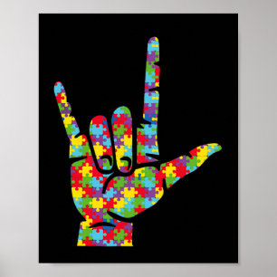 Poster ASL Love Sign Language Autismo Sensibilização