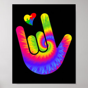 Poster Asl Love Sign Language Autismo Sensibilização Cora