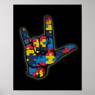 Poster ASL Love Sign Language Tee Autismo Aconselhamento