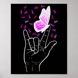 Poster Asl Love Sinal Butterfly Cancer Sensibilização Pi