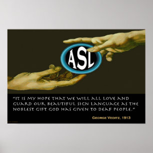 Pôster ASL: O presente do deus às pessoas surdas 19" x