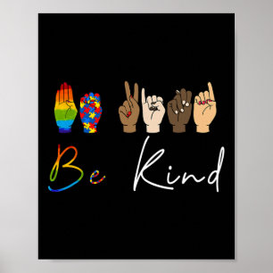 Poster ASL Seja gentil com a consciência do orgulho LGBT