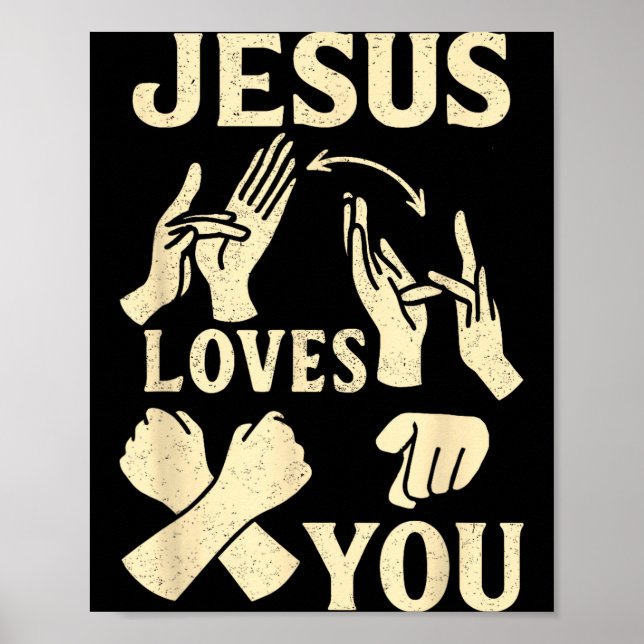 Poster Asl Teacher American Sign Language Christian Jesus (Frente)