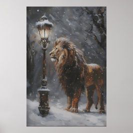 Poster Aslan Lamppost Narnia Art Poster, Lion Printable