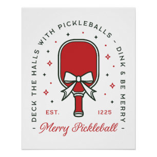 Pôster aspas de pickleball de Natal engraçadas estética d