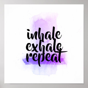 Poster aspas motivacionais inalar exalar repetir roxo