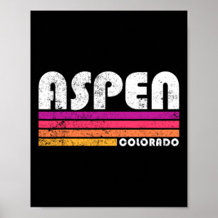 Poster Aspen Colorado Co Esqui na Montanha Vintage 80s As