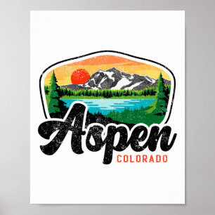 Poster Aspen Colorado Co Esqui na Montanha Vintage 80s As