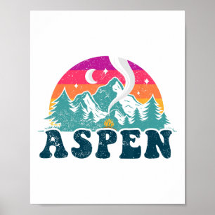 Poster Aspen Colorado Co Esqui na Montanha Vintage 80s As