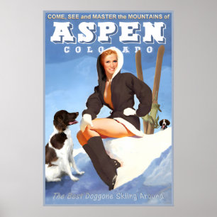 Poster Aspen Colorado Neve Esqui Esportes de Inverno Viag
