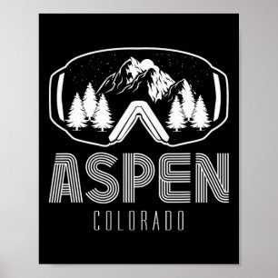 Poster Aspen Colorado Ski Snowboard Goggles Mountain Skii