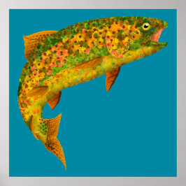 Poster Aspen Leaf Rainbow Trout 2