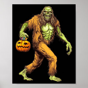 Poster Asquatch Bigfoot Zombie Carregando Halloween