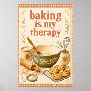Poster Assar é Minha Terapia Arte de Assar na Cozinha Vin