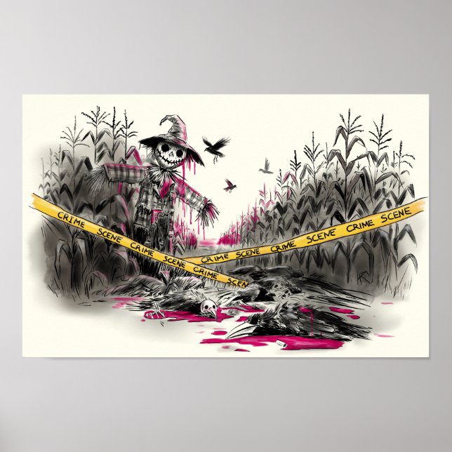 Poster Assassinato da Ilustração de Corvos (Frente)