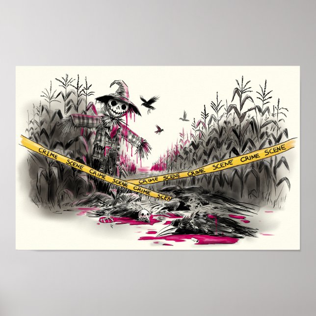 Poster Assassinato da Ilustração de Corvos (Frente)