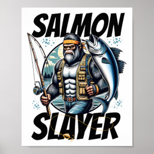 Poster Assassino de Salmão Bigfoot Engraçado Pescando Sal