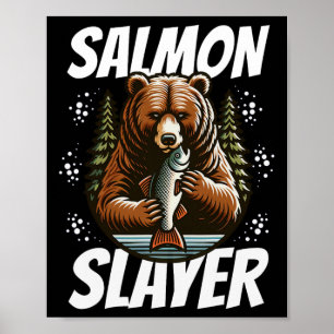 Poster Assassino de Salmão Urso Engraçado Pescando Salmão