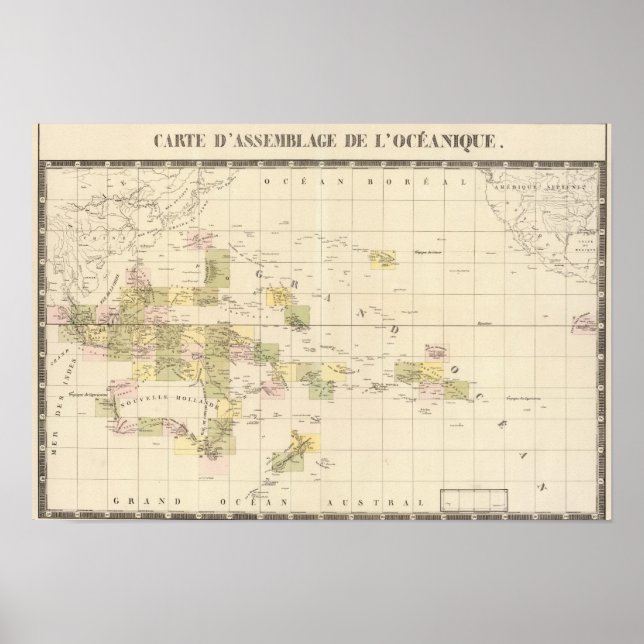 Pôster Assembly Map of Oceania (Frente)