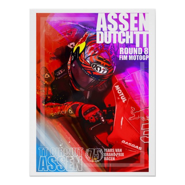 Pôster Assen, poster holandesa do TT por Murraymoto (Frente)