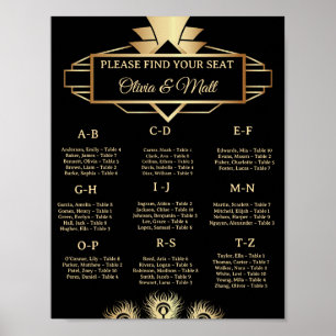 Poster Assento Alfabetico Casamento Art Deco