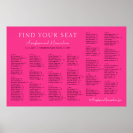 Poster Assento Alfabetico Casamento Rosa Quente Fuchsia