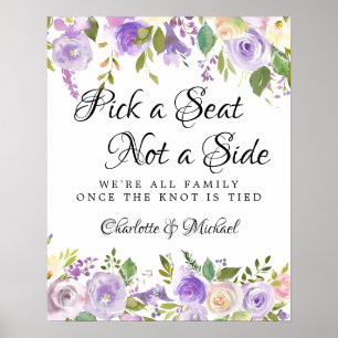 Poster Assento da Cerimônia de Casamento Floral de Rosa R