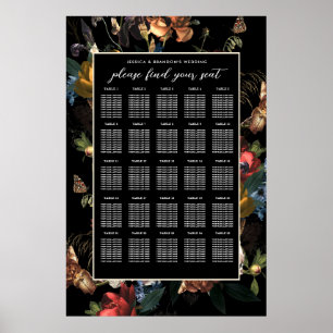 Poster Assento de Cama de Casamento Floral Romântico Somb