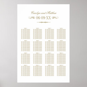 Poster Assento de Casamento Antigo Dourado Vintage