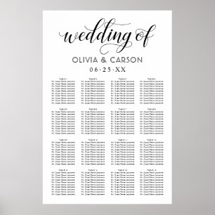 Poster Assento de casamento com letra manuscrita moderna