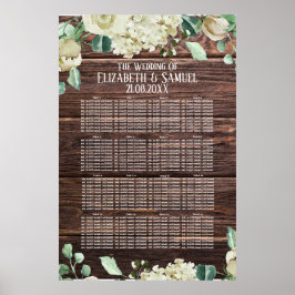 Poster Assento de Casamento de Flores de Aquarela de Made