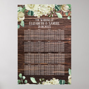 Poster Assento de Casamento de Flores de Aquarela de Made