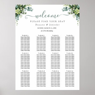 Poster Assento de casamento de verão com folhagem de euca