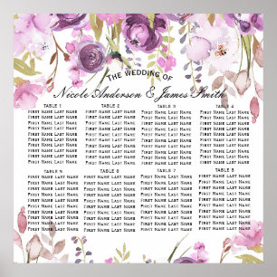 Poster Assento De Casamento Floral Lilac, Lavanda Roxa