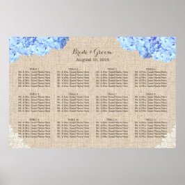 Pôster Assento De Casamento Rustic Blue Hydrangea Lace Bu