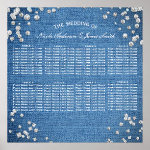 Poster Assento de Mesa Chic Glam Denim & Diamonds
