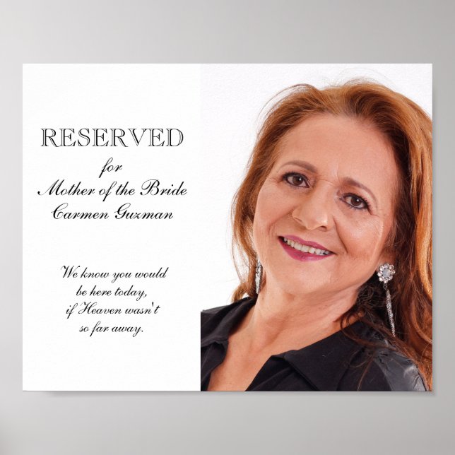 Poster Assento Memorial de Foto da Mãe da Noiva Casamento (Frente)