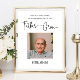 Poster Assento Reservado do Pai do Noivo Casamento Memori