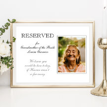Assento Reservado para Avó da Noiva Memorial Foto