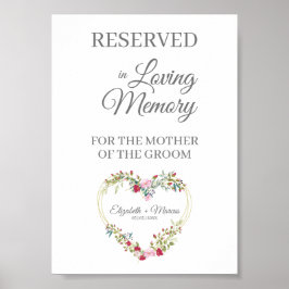 Poster Assento Reservado para Casamento Lembrança Floral