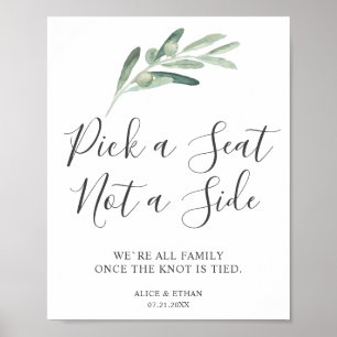 Poster Assento verde-oliva do casamento das hortaliças
