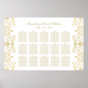 Poster Assentos de Casamento com Elegância Dourada Vintag