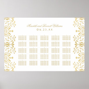 Poster Assentos de Casamento com Glamour Vintage Dourado