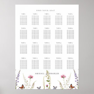 Poster Assentos de Lavandas Elegante e de Sangue de Flor