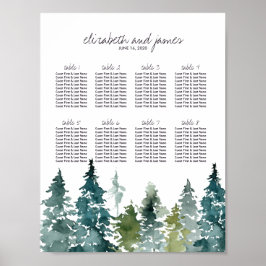 Poster Assentos de Mesa de Casamento em Aquarela Minimali