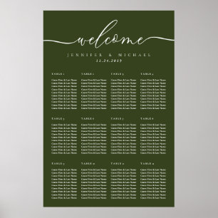 Poster Assentos de mesa de casamento verde oliva bem-vind
