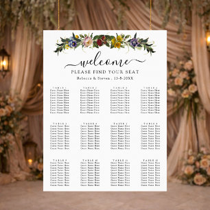 Poster Assentos para casamento floral vintage chique