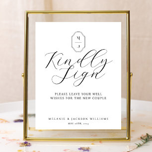 Poster Assinar com gentileza o Sinal de Guestbook de Scri