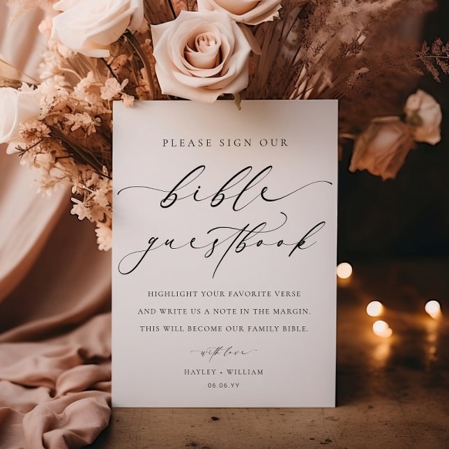 Poster Assinar Nosso Guestbook De Casamento De Bíblia (Bible Guestbook Sign Ellesmere )